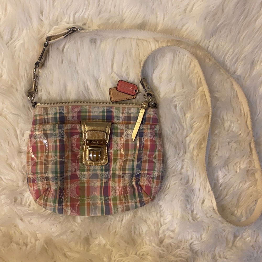Coach pastel plaid crossbody bag